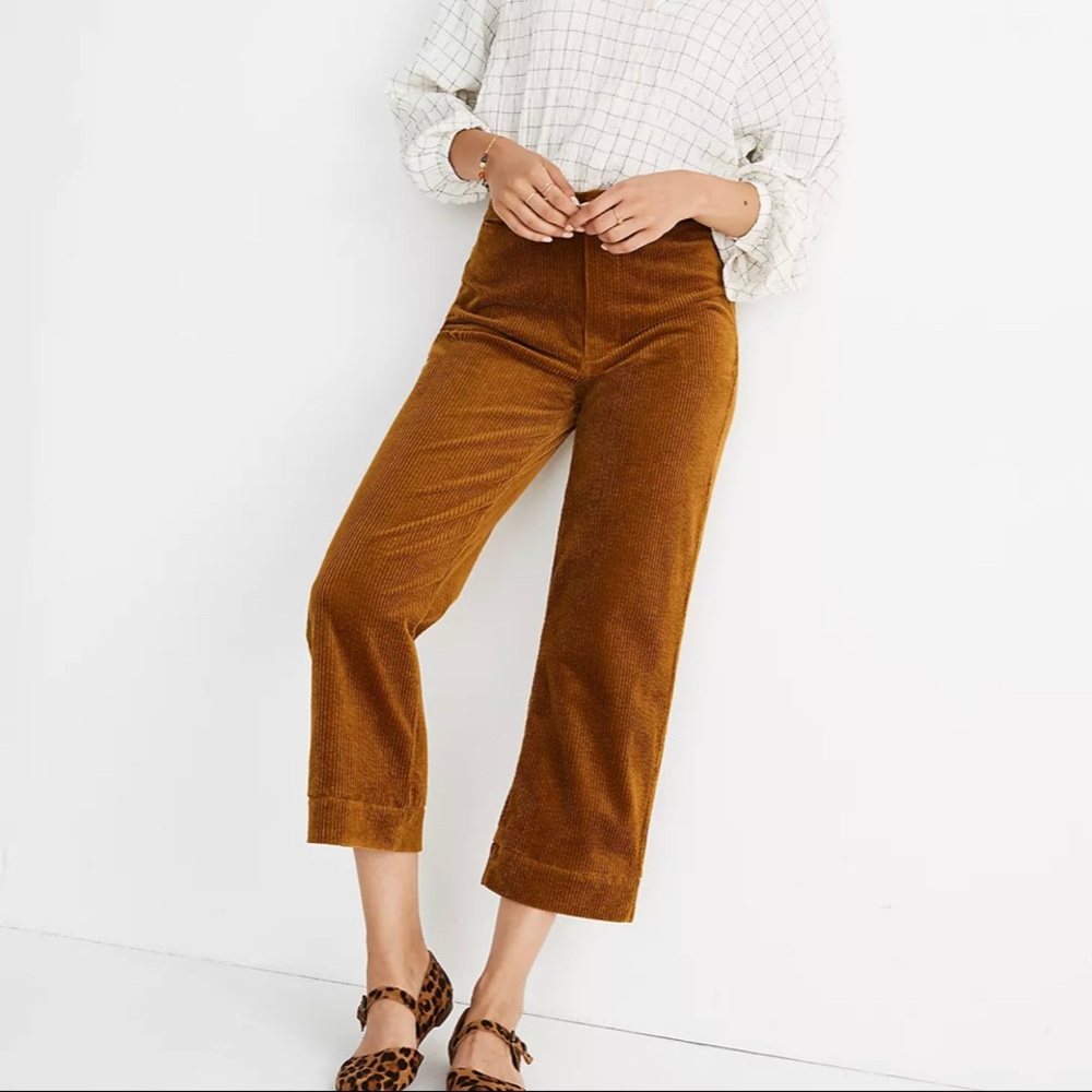 MADEWELL Slim Emmett Wide-Leg Crop Pants Corduroy Edition